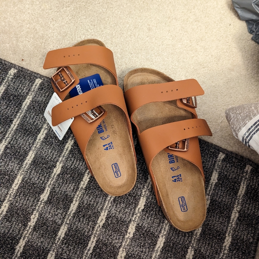 Birkenstock Arizona Birko-Flor Ginger Brown Soft Footbed, Size 41 Regular Width